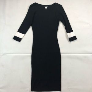 Venus 3/4 rib midi dress blacks and white SZ M